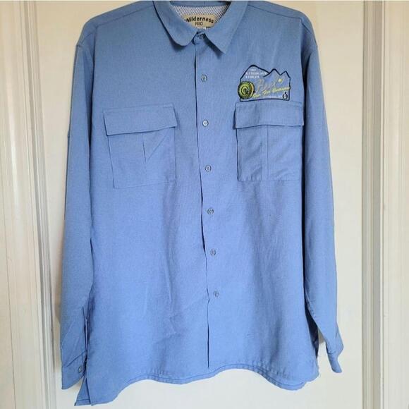Men's Wilderness Pro Blue Long Sleeve Button Up Shirt Size XL - Picture 1 of 5